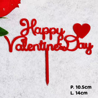 Pekanbaru Cake Topper Akrilik Happy Anniv / Happy Valentine / Happy Wedding (Instan Only)