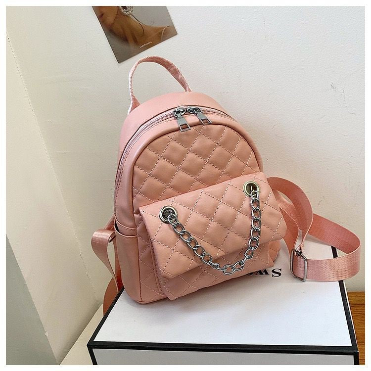 [littlecrab] Tas Ransel Mini Backpack Kecil With Additional Chain Tas Mini Selempang Unik Berkualitas Bahan Kulit Imut Tali Adjustable Serbaguna Multifungsi Korean Style