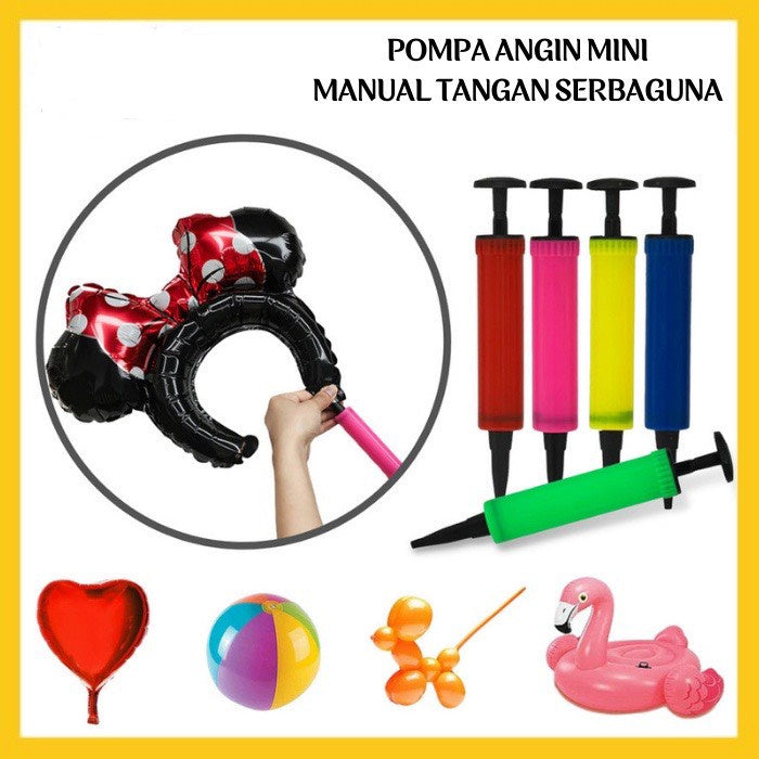 HR- Pompa Angin Mini Manual Tangan Pompa Balon Pelampung Renang Ban Hand Pump Serbaguna