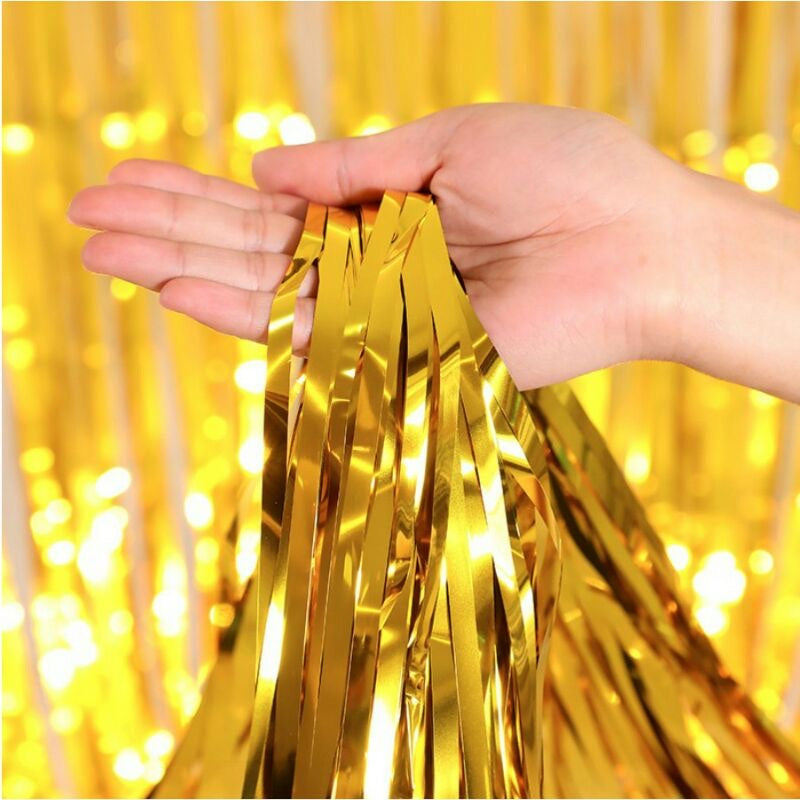 HR- TIRAI PESTA Ulang Tahun Tirai Rumbai Plastik Chrome Foil 100 x 200 Cm Foil Curtain Backdrop Curtain Selinger Metalik Import Murah