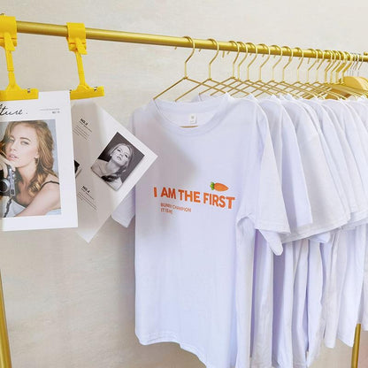 [littlecrab] Kaos Oversize Carrot Bunny Champion I Am The First Autonomous Rabbit Kelinci Olahraga Wortel T-shirt Sablon Berkualitas Unisex Couple Korean Style