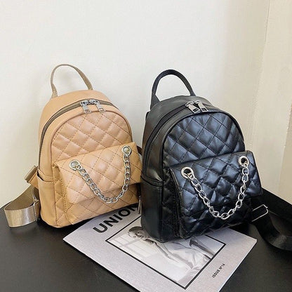 [littlecrab] Tas Ransel Mini Backpack Kecil With Additional Chain Tas Mini Selempang Unik Berkualitas Bahan Kulit Imut Tali Adjustable Serbaguna Multifungsi Korean Style
