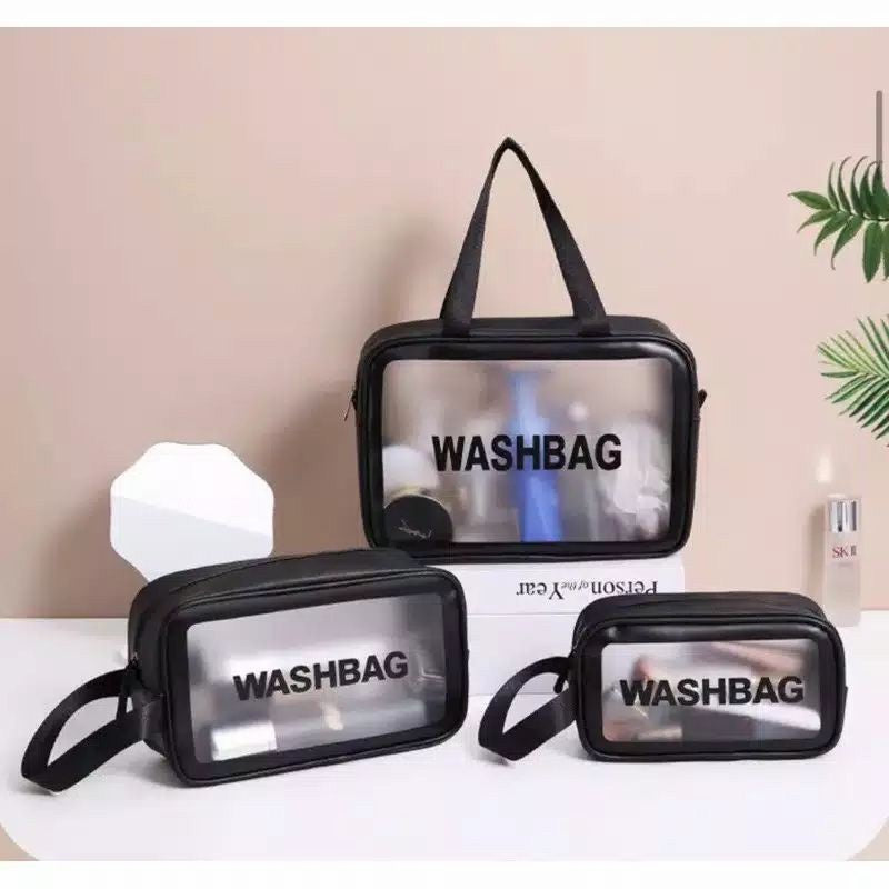 Tas Kosmetik Transparant WASHBAG Pouch Travel Make Up Bag Organizer Dompet Pouch Kosmetik Waterproof