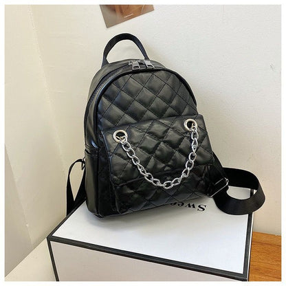 [littlecrab] Tas Ransel Mini Backpack Kecil With Additional Chain Tas Mini Selempang Unik Berkualitas Bahan Kulit Imut Tali Adjustable Serbaguna Multifungsi Korean Style