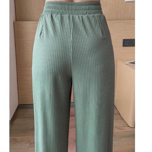 [littlecrab] Celana Panjang Kulot Karet With Label ZHJXBIAO Is The Ultimate Sophistication Loose Cullote Pants Highwaist Celana Karet Stripe Formal Kasual Simple Polos Elegan Berkualitas Premium Quality Korean Style