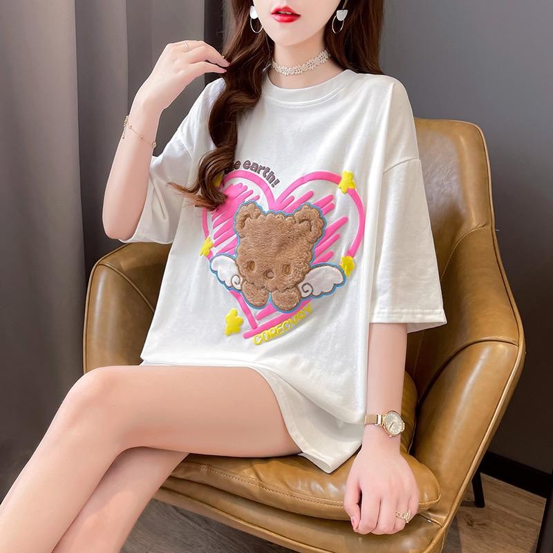 [littlecrab] Kaos Oversize Beruang Bulu Bersayap Corecvry Love Sablon Timbul We Love The Earth T-shirt Couple Unisex Lembut Berkualitas Motif Wings Bear With Love Unik Simple Korean Style