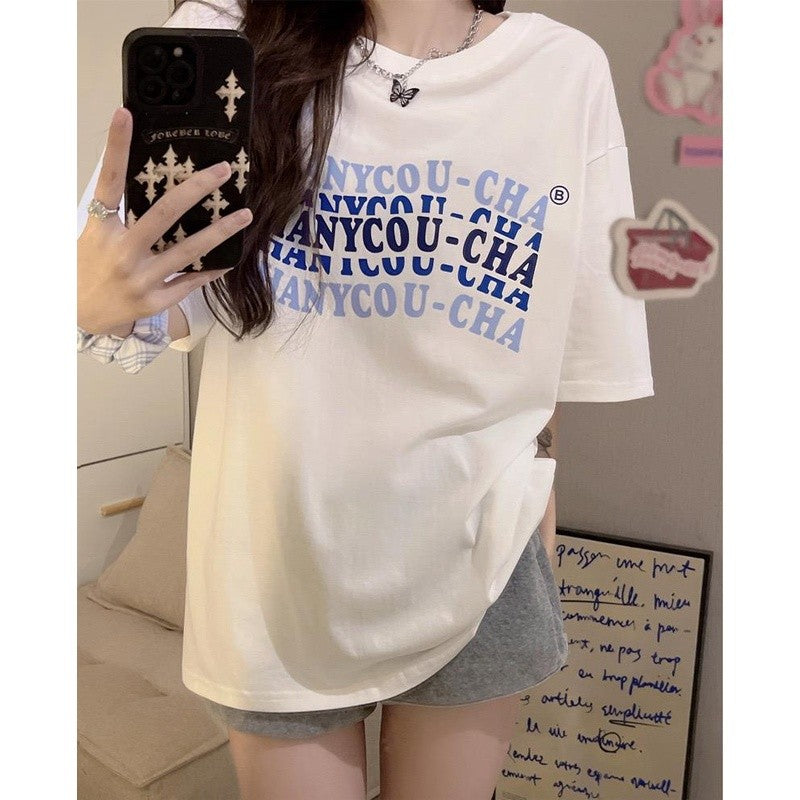 [littlecrab] Kaos Oversize Korea Chanycou-Cha Simple Aesthetic Gradasi Biru Ungu Soft Bayangan Shadow T-shirt Couple Unisex Berkualitas Korean Style