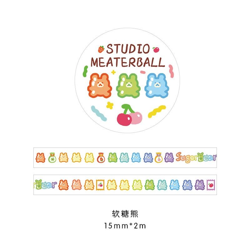 [littlecrab] Stiker Roll Motif Cartoon Unik Lucu Roll Tape Scrapbook DIY Stationary Sticker Kit Book Journal Decoration Selotip Washi Tape Kartun Jepang Dekorasi DIY