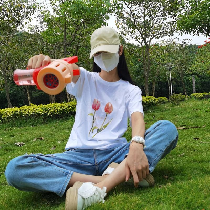 [littlecrab] Kaos Sablon Bunga Polos Beautiful Tulip Hitam Putih Pink Tulip Flower Berkualitas T-shirt Couple Unisex Korean Style
