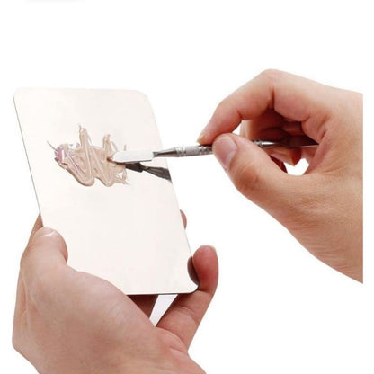 Pekanbaru Mixing Palette Stainless Steel + Spatula Pallete Stainles Foundation Makeup Make Up Mix Palet
