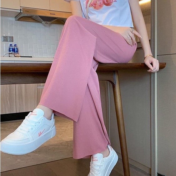 [littlecrab] Celana Panjang Kulot Loose Pants Celana Karet Cullote Tali Depan Celana Formal Kasual Simple Polos Corak Garis Elegan Berkualitas Premiumx