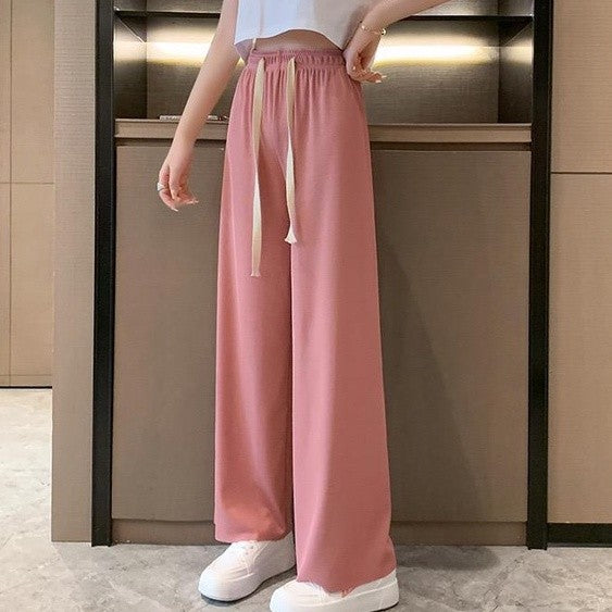 [littlecrab] Celana Panjang Kulot Loose Pants Celana Karet Cullote Tali Depan Celana Formal Kasual Simple Polos Corak Garis Elegan Berkualitas Premiumx