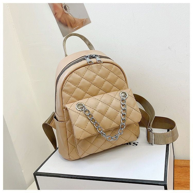 [littlecrab] Tas Ransel Mini Backpack Kecil With Additional Chain Tas Mini Selempang Unik Berkualitas Bahan Kulit Imut Tali Adjustable Serbaguna Multifungsi Korean Style