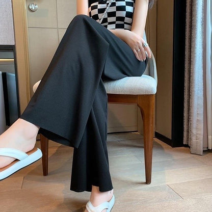 [littlecrab] Celana Panjang Kulot Loose Pants Celana Karet Cullote Tali Depan Celana Formal Kasual Simple Polos Corak Garis Elegan Berkualitas Premiumx