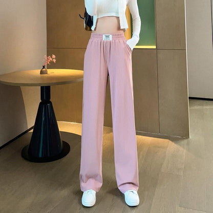 [littlecrab] Celana Panjang Kulot Karet With Label ZHJXBIAO Is The Ultimate Sophistication Loose Cullote Pants Highwaist Celana Karet Stripe Formal Kasual Simple Polos Elegan Berkualitas Premium Quality Korean Style