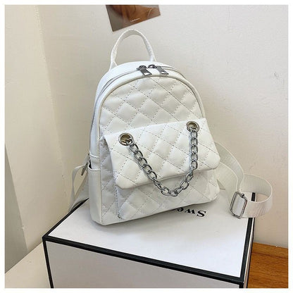[littlecrab] Tas Ransel Mini Backpack Kecil With Additional Chain Tas Mini Selempang Unik Berkualitas Bahan Kulit Imut Tali Adjustable Serbaguna Multifungsi Korean Style