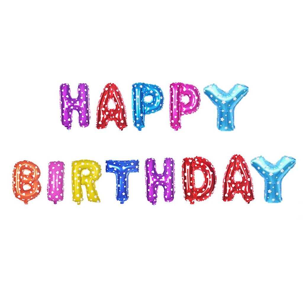 HR-PAKET BALON HAPPY BIRTHDAY Warna Warni 1 Set Balon Foil Rainbow 34 Cm Balon Ulang Tahun  Murah
