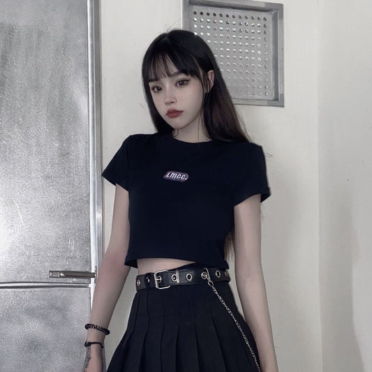 Pekanbaru Crop Top LMCC Swag Simple Polos Elegan Hitam Pink Biru Atasan Kaos Crop Polos Bordir Premium Berkualitas High Neck Swaggy Street Korean Style