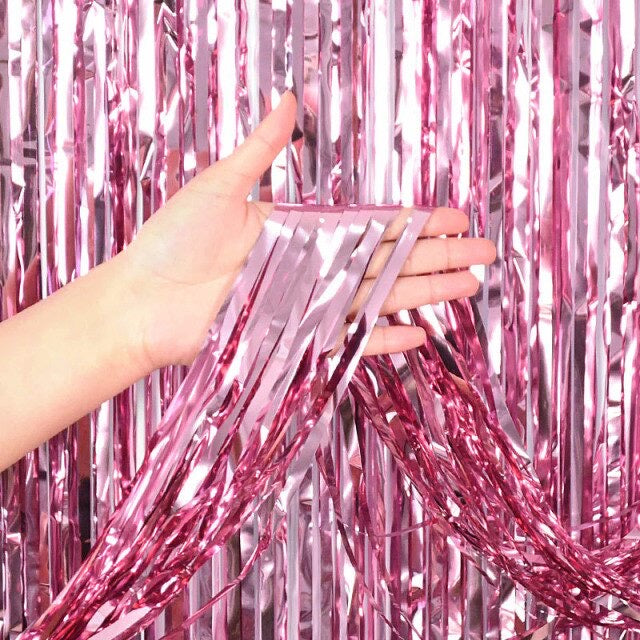 HR- TIRAI PESTA Ulang Tahun Tirai Rumbai Plastik Chrome Foil 100 x 200 Cm Foil Curtain Backdrop Curtain Selinger Metalik Import Murah