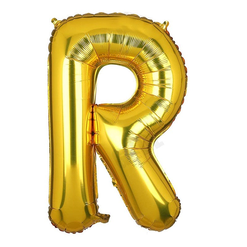 HR-BALON FOIL GOLD HURUF ±40cm Ballon Foil Abjad Alphabet Polos Balon Huruf Satuan ± 40 Cm Murah