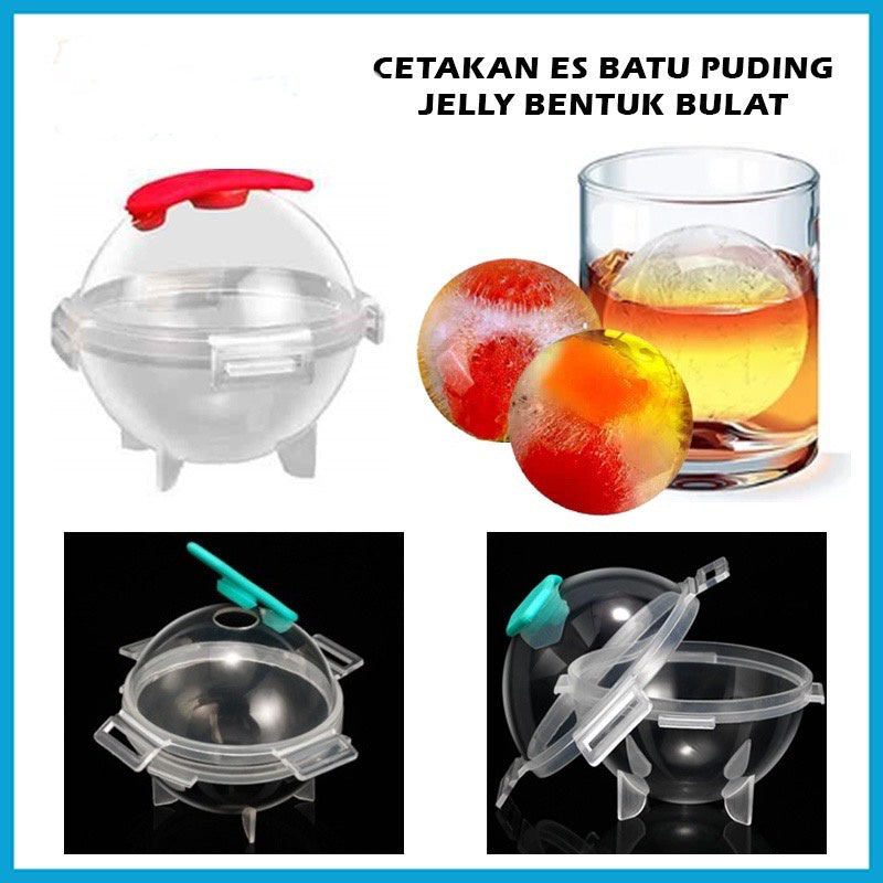 HR- Cetakan Es Batu Model Bulat Jumbo 5cm / Tempat Cetak Puding Agar Jelly Cokelat Gelatin / Ice Mold Bentuk Bola Cristal / Round Ball Ice Maker Baki Freezer Bar Pesta Kristal