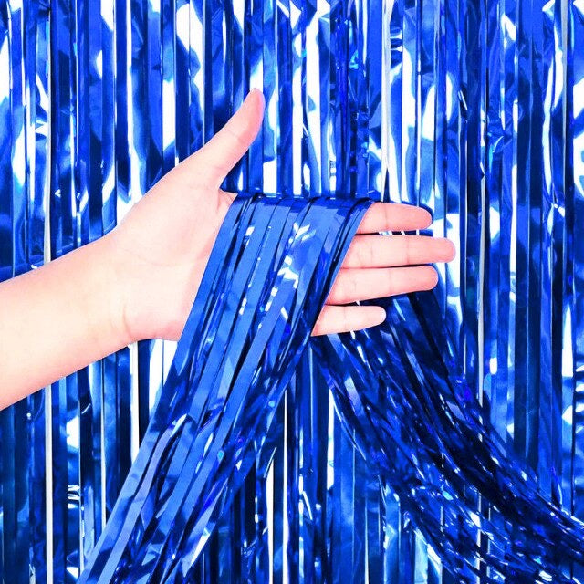 HR- TIRAI PESTA Ulang Tahun Tirai Rumbai Plastik Chrome Foil 100 x 200 Cm Foil Curtain Backdrop Curtain Selinger Metalik Import Murah