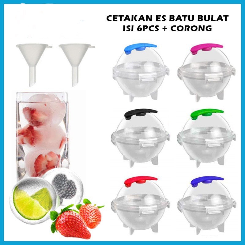 HR- Cetakan Es Batu Model Bulat Jumbo 5cm / Tempat Cetak Puding Agar Jelly Cokelat Gelatin / Ice Mold Bentuk Bola Cristal / Round Ball Ice Maker Baki Freezer Bar Pesta Kristal