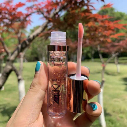 Pekanbaru Saniye 24K Luxury Gold Flower Magic Lip Oil Lip Gloss Pelembab Bibir