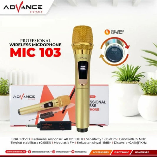 Pekanbaru Microphone / Mic Wireless Advance Mic-103 Recharge