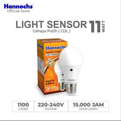 Pekanbaru Lampu Hannochs Lampu Bohlam Hannochs Sensor Cahaya Putih Otomatis 6W, 9W, 11W