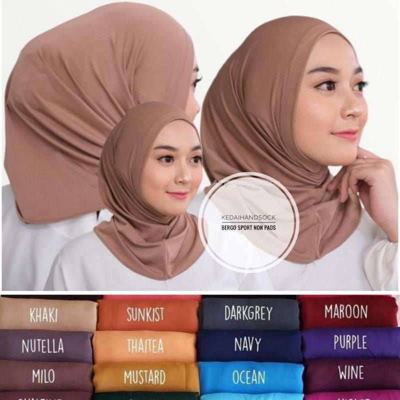 Pekanbaru Jilbab Bergo Sport Nonpads Nonped Jersey Simple