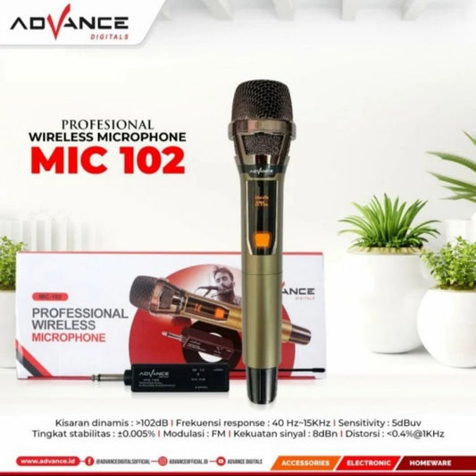 Pekanbaru Advance Mic 102 Wireless Single Profesional Microphone Tanpa Kabel