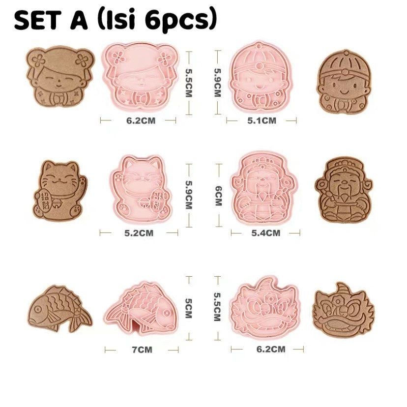 Pekanbaru Cny Cookies Mould / Cetakan Biskuit Kue Kering Edisi Imlek Per Set