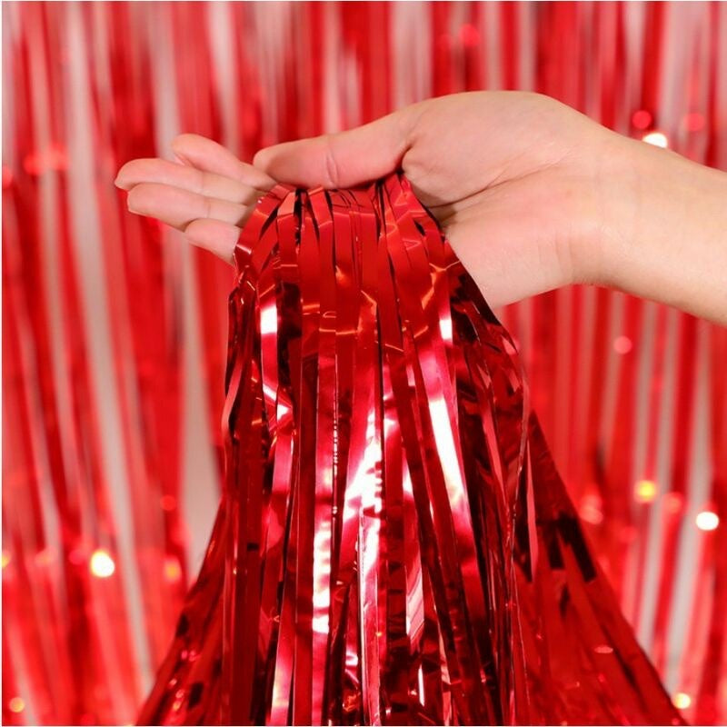 HR- TIRAI PESTA Ulang Tahun Tirai Rumbai Plastik Chrome Foil 100 x 200 Cm Foil Curtain Backdrop Curtain Selinger Metalik Import Murah