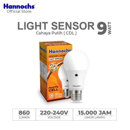 Pekanbaru Lampu Hannochs Lampu Bohlam Hannochs Sensor Cahaya Putih Otomatis 6W, 9W, 11W