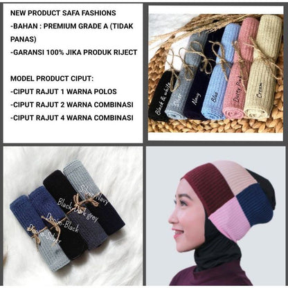 Pekanbaru Anak Hijab Bandana Rajut 2 Warna / Inner Rajut 2 Warna / Ciput Rajut 2 Warna / Inner Anti