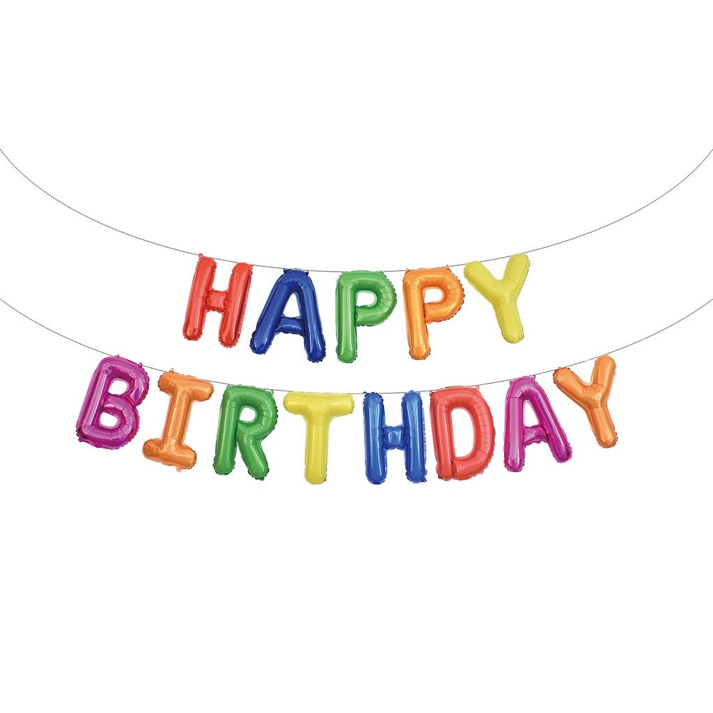 HR-PAKET BALON HAPPY BIRTHDAY Warna Warni 1 Set Balon Foil Rainbow 34 Cm Balon Ulang Tahun  Murah