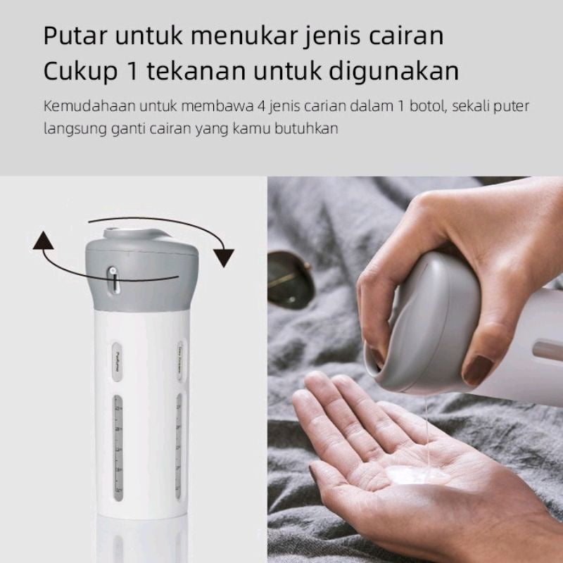 Pekanbaru Botol Travel Set 4 In 1 Dispenser Sabun Shampoo Portable