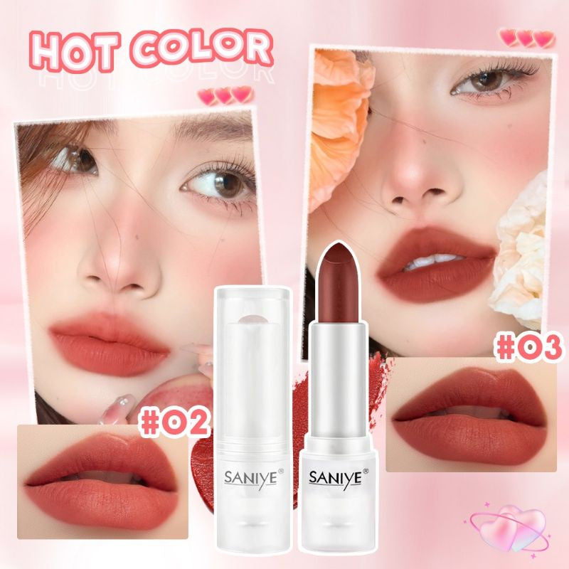 Pekanbaru Saniye Velvet Matte Lipstick Ice Cube Es Batu Transparan Fashion Makeup