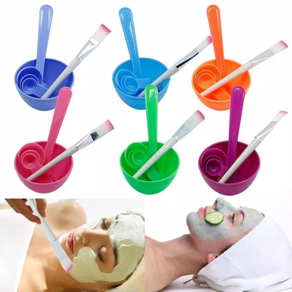 HR-Mangkok Masker Set / Mask Bowl / Mangkok Masker DIY 4 IN 1 / Kosmetik / Brush / Kuas # COD