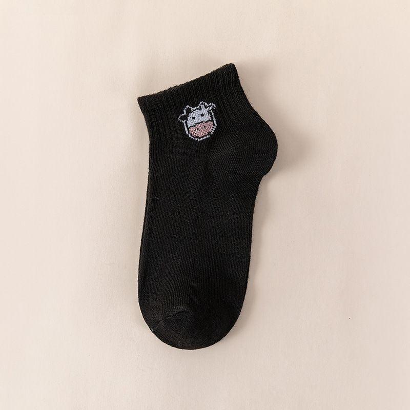 [littlecrab] Kaos Kaki Hitam Putih Motif Sapi Moo Black White Garis Cow Import Sock High Quality Korean Style