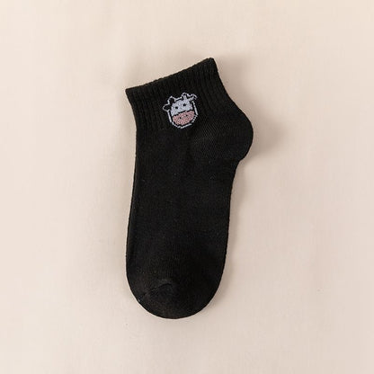 [littlecrab] Kaos Kaki Hitam Putih Motif Sapi Moo Black White Garis Cow Import Sock High Quality Korean Style