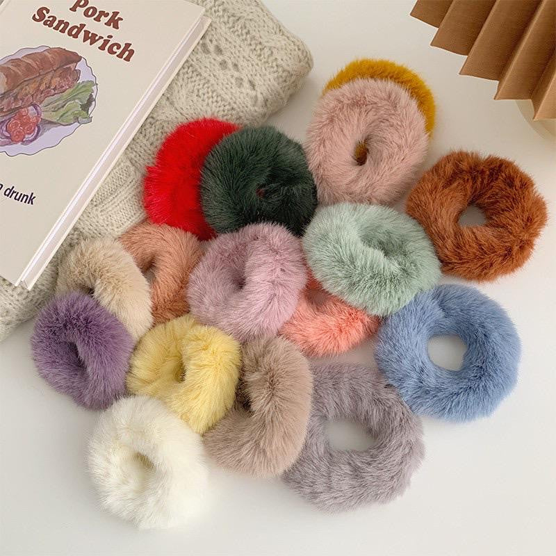 HR- IKAT RAMBUT WANITA BULU POLOS ELASTIS KARET HAIRTIE FASHION KOREA LUCU CANTIK