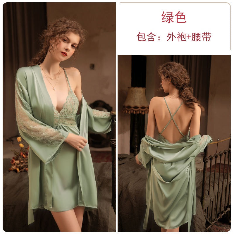 Pekanbaru D-113 One Set Dress Kimono + Belt Baju Wanita Satin Quality Super Premium