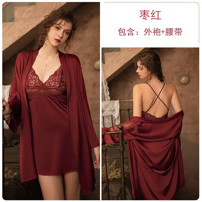 Pekanbaru D-113 One Set Dress Kimono + Belt Baju Wanita Satin Quality Super Premium