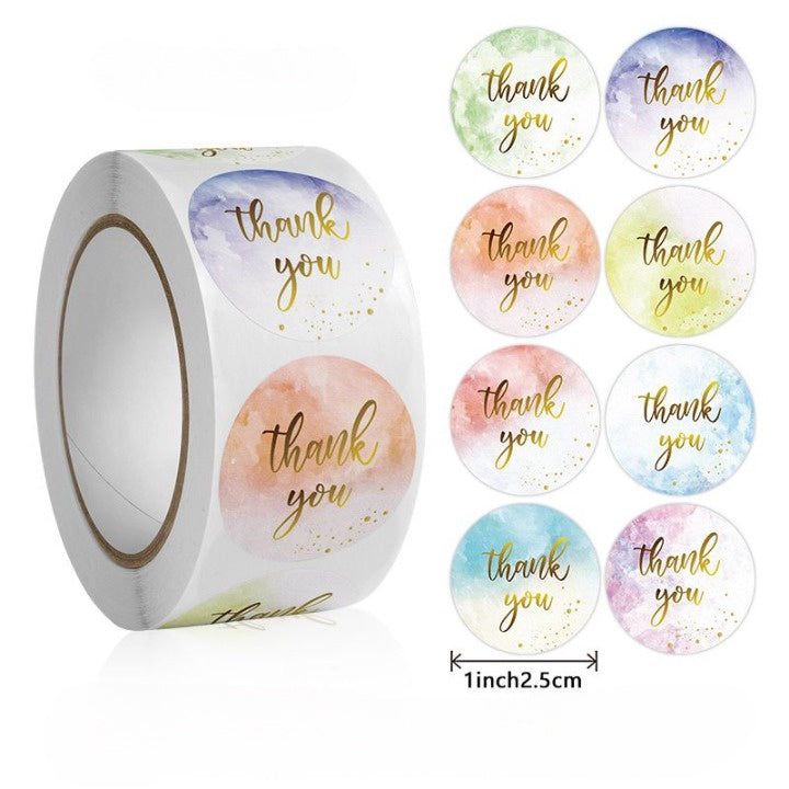 1 ROLL Stiker Label Thank You (500 Pcs) Sticker Ucapan Bulat Tempel Label Colorfull 2,5 cm