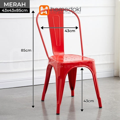 Pekanbaru Homedoki  Kursi Bar Besi/Kursi Makan/ Kursi Persegi Tinggi / Kursi Outdoor
