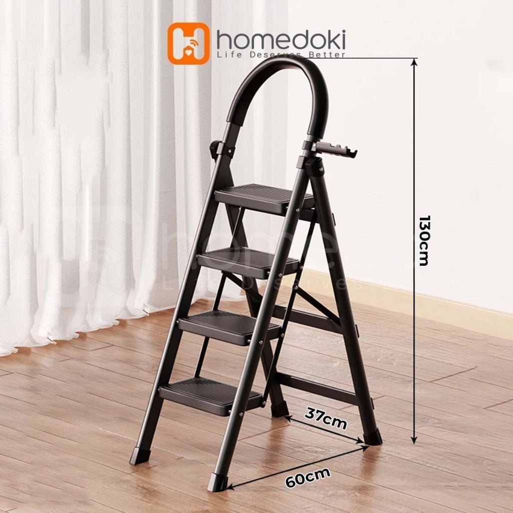 Pekanbaru Homedoki Tangga Rumah Lipat Tangga Besi Lipat 3/4 Step Household Steel Ladder/ Tangga Lipat Aluminium 4 Step Premium Ladder
