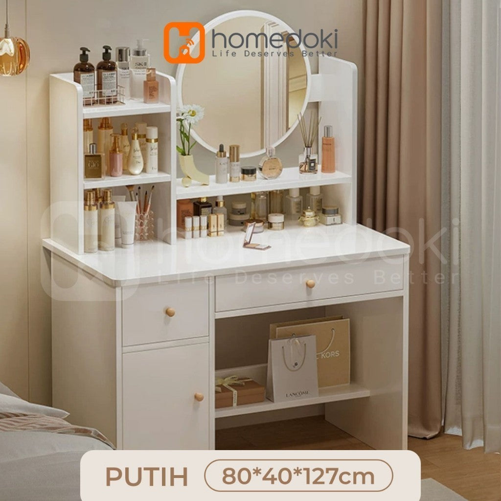 Pekanbaru Homedoki Meja Rias Minimalis/Meja Rias Led/Meja Rias Lampu/Meja Rias Aesthetic/Meja Rias Sliding/Meja Make Up