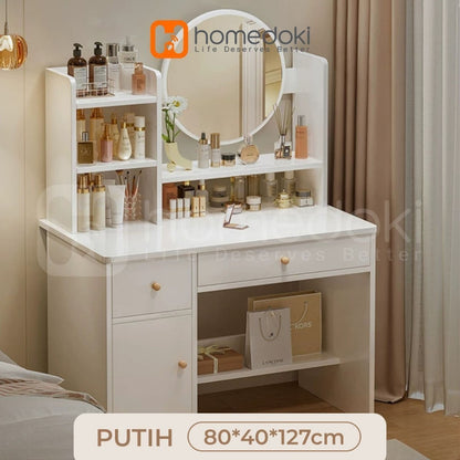Pekanbaru Homedoki Meja Rias Minimalis/Meja Rias Led/Meja Rias Lampu/Meja Rias Aesthetic/Meja Rias Sliding/Meja Make Up